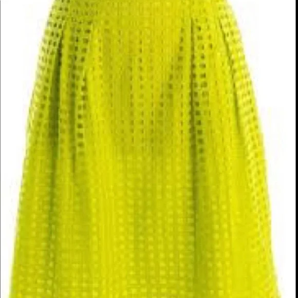 LOFT Chartreuse Eyelet Skirt, Size 4 Petite - Picture 2 of 5
